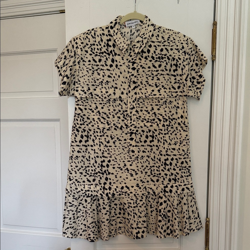 Hunter Bell Beige and Black Spotted Dress